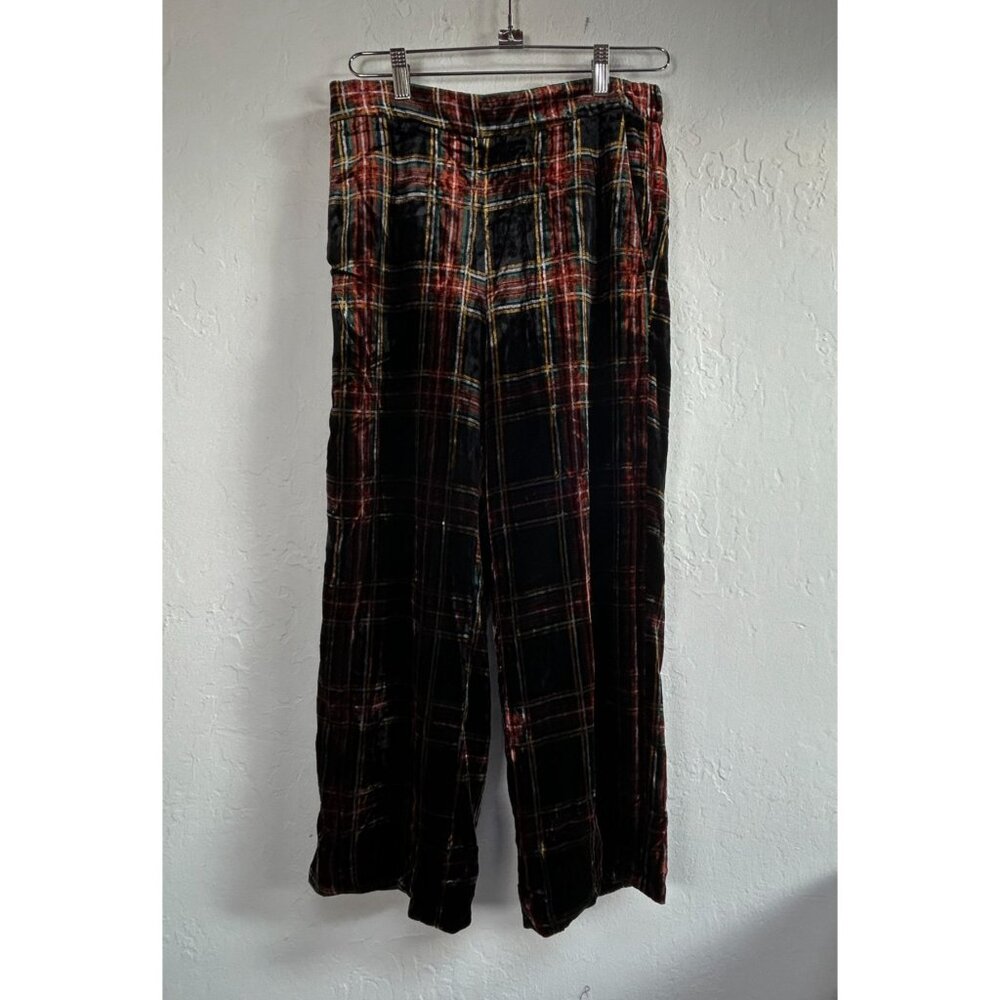 J.Crew Womens Pull-on Peyton Wide-Leg Pants 10P Stewart Tartan Velvet AE834 New
